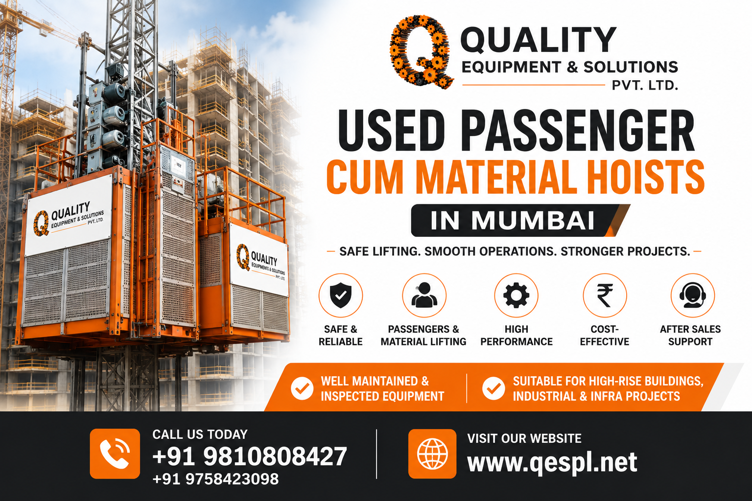 Used Passenger Cum Material Hoists in Mumbai.