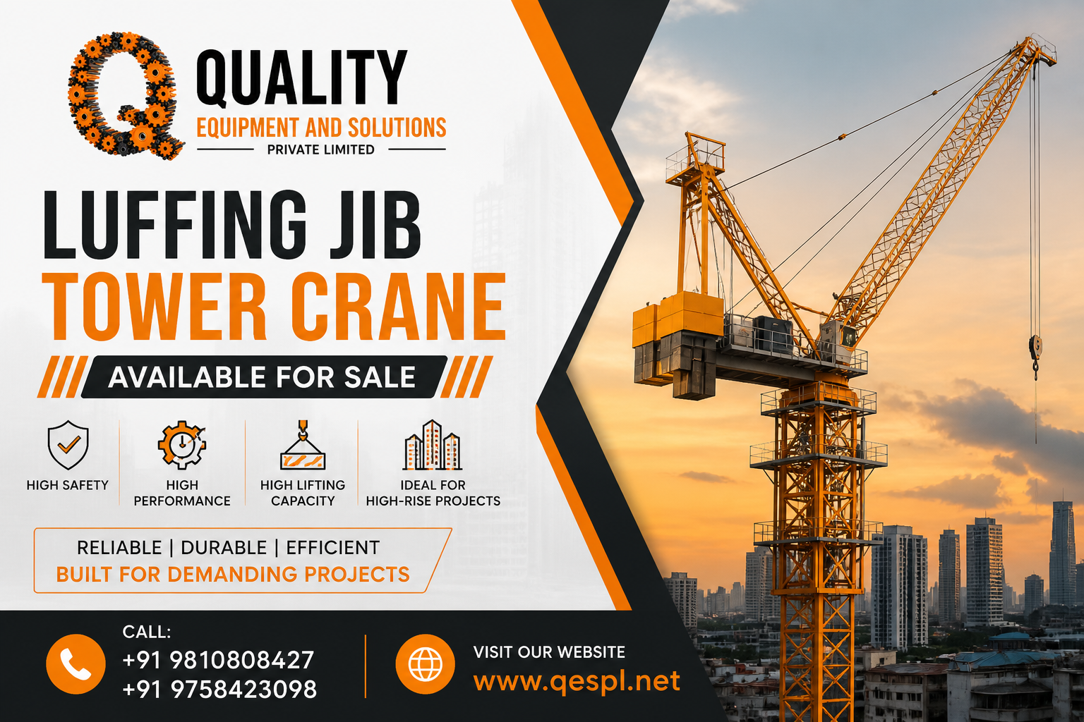 Luffing Jib Tower-Crane for Sale